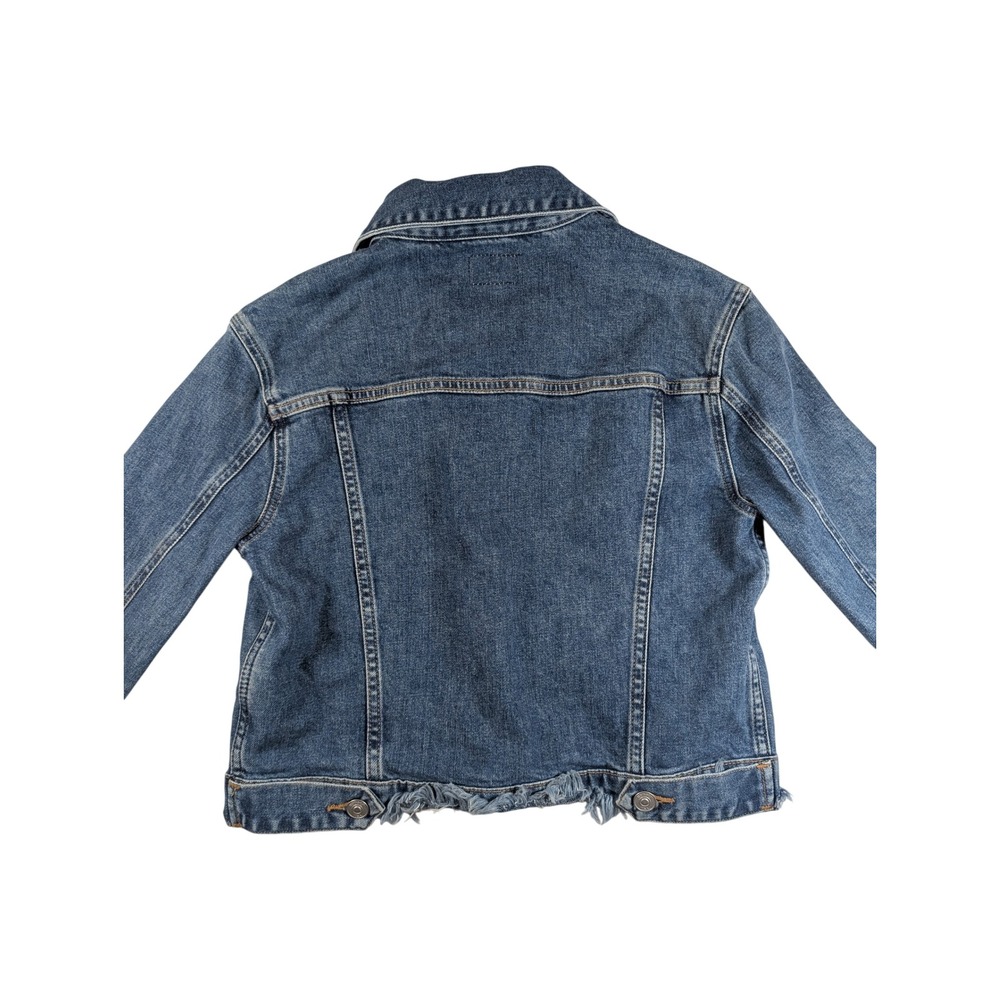 Hudson Jeans Womens Cropped Denim Jacket Medium Wash Frayed Hem Blue XS - Picture 3 of 9